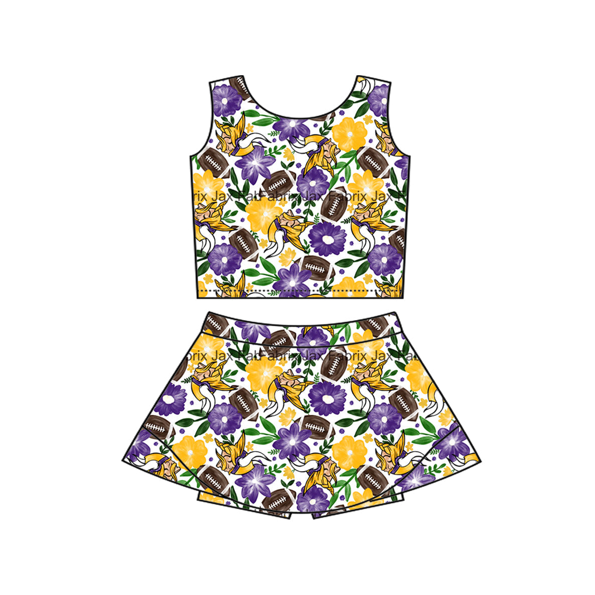 MOQ 5 pcs purple floral football kids girls team active outfits