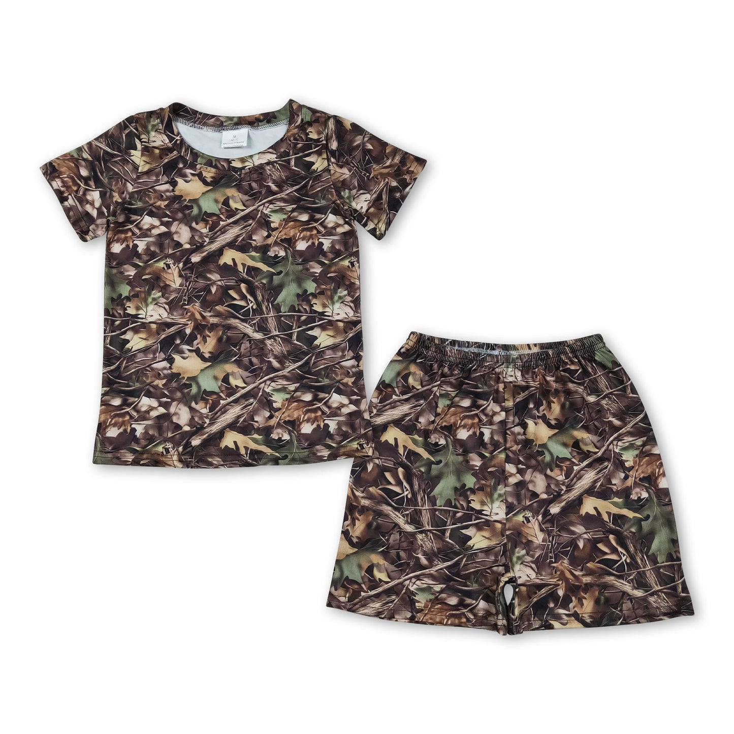 Short sleeves leaves camo top shorts kids boys pajamas