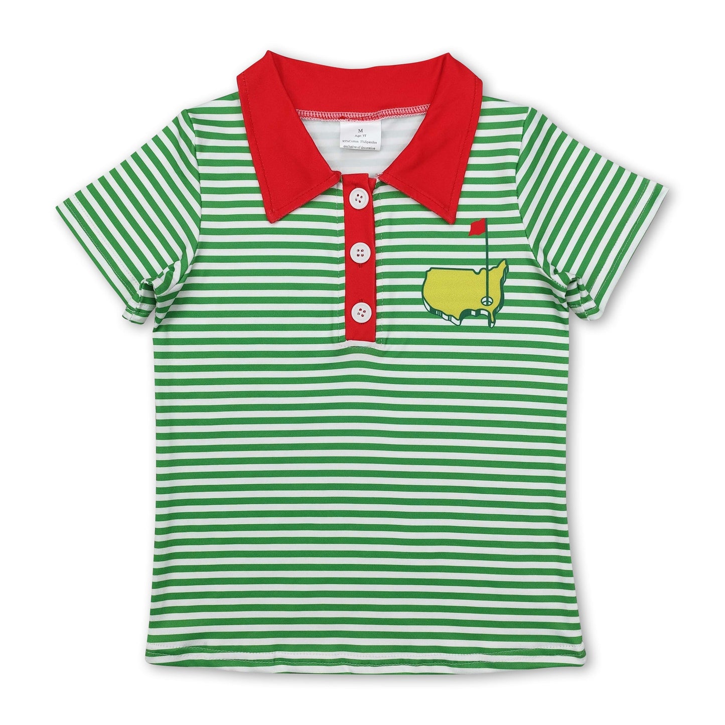 Short sleeves green stripe golf kids boys polo shirt