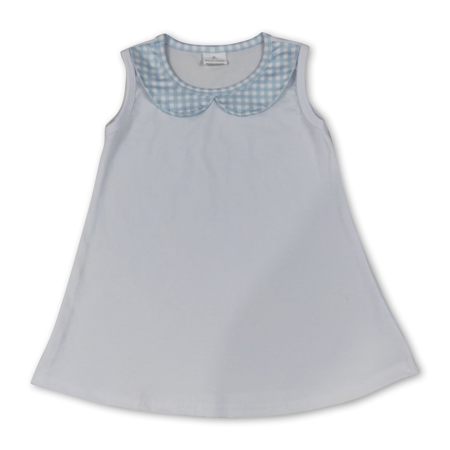 Light blue plaid sleeveless white baby kids top