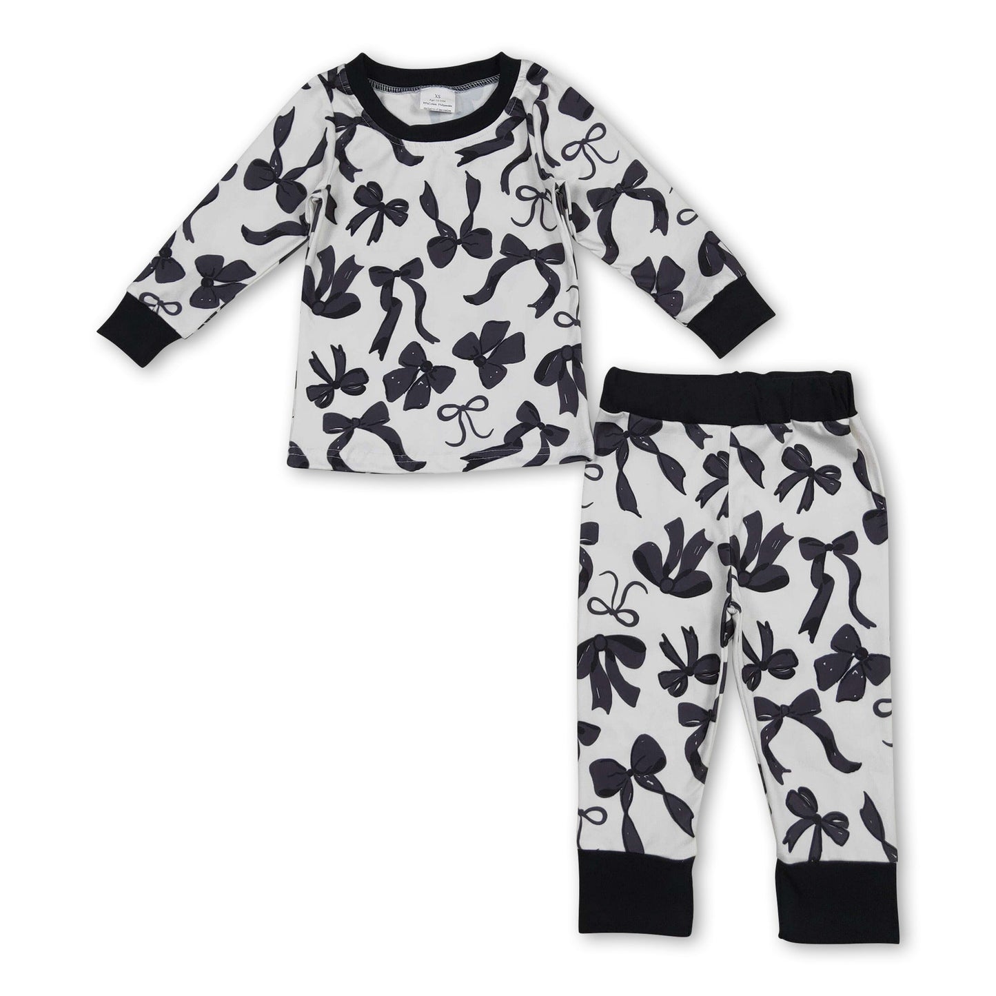 Long sleeves black bows baby girls pajamas