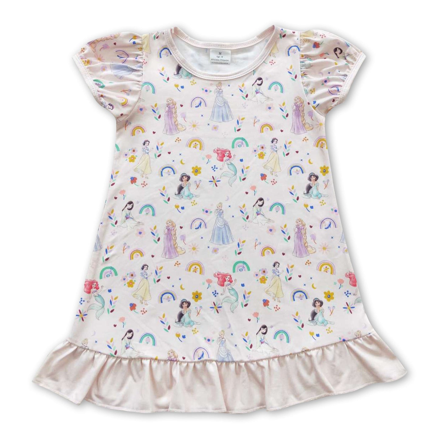 Rainbow short sleeves princess baby girls dress