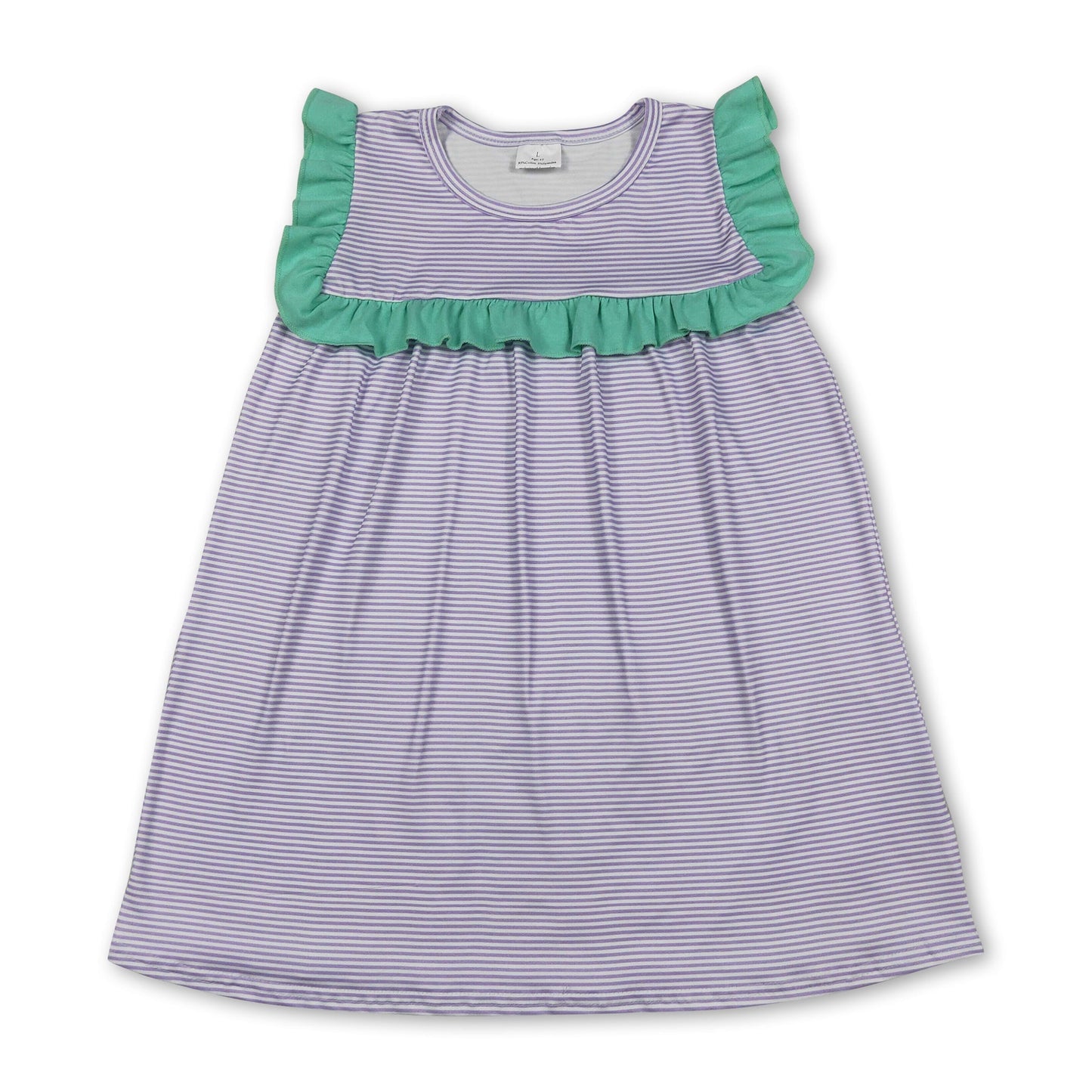 Sleeveless ruffle stripe baby girls summer dresses