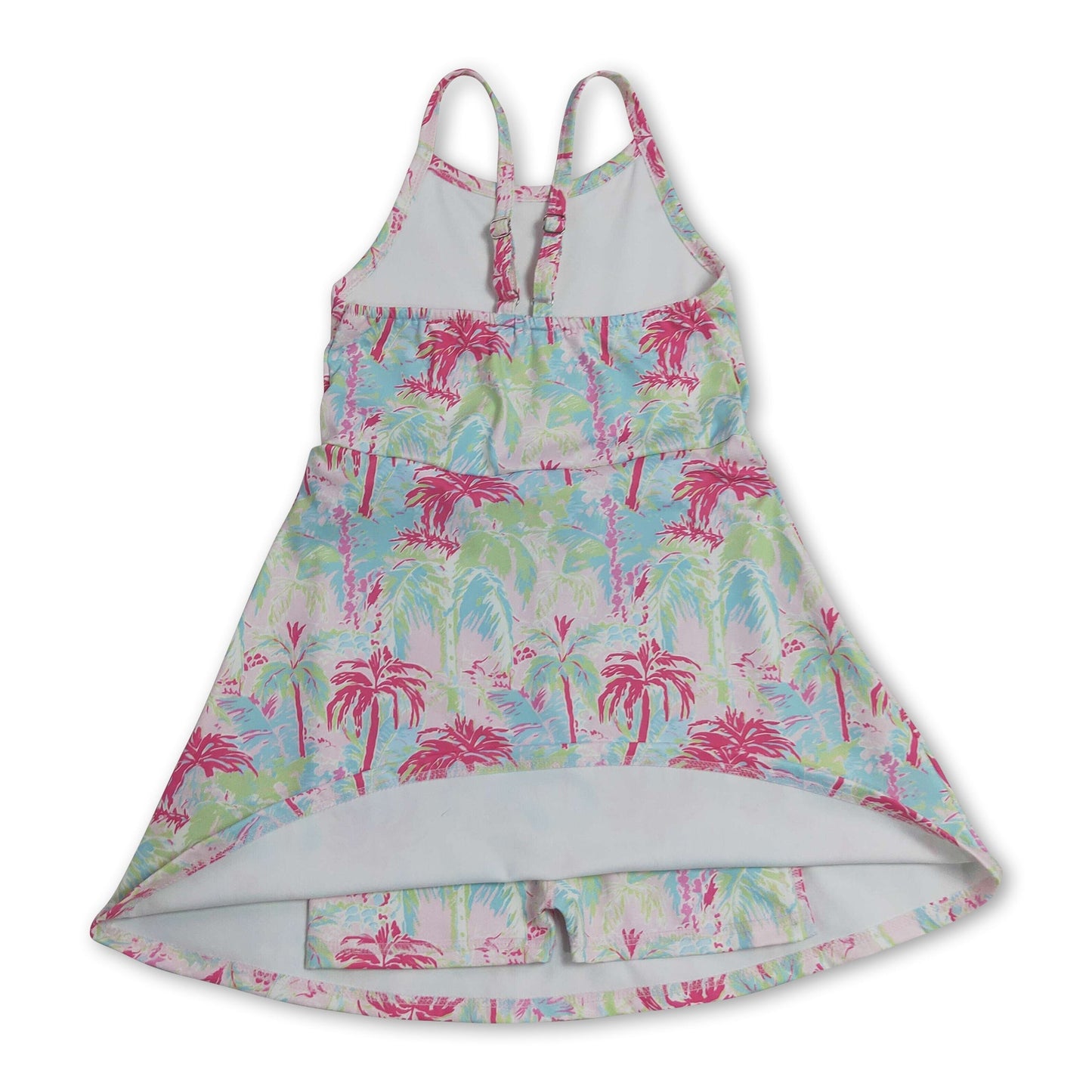 Straps colorful trees kids girls summer athletic dresses