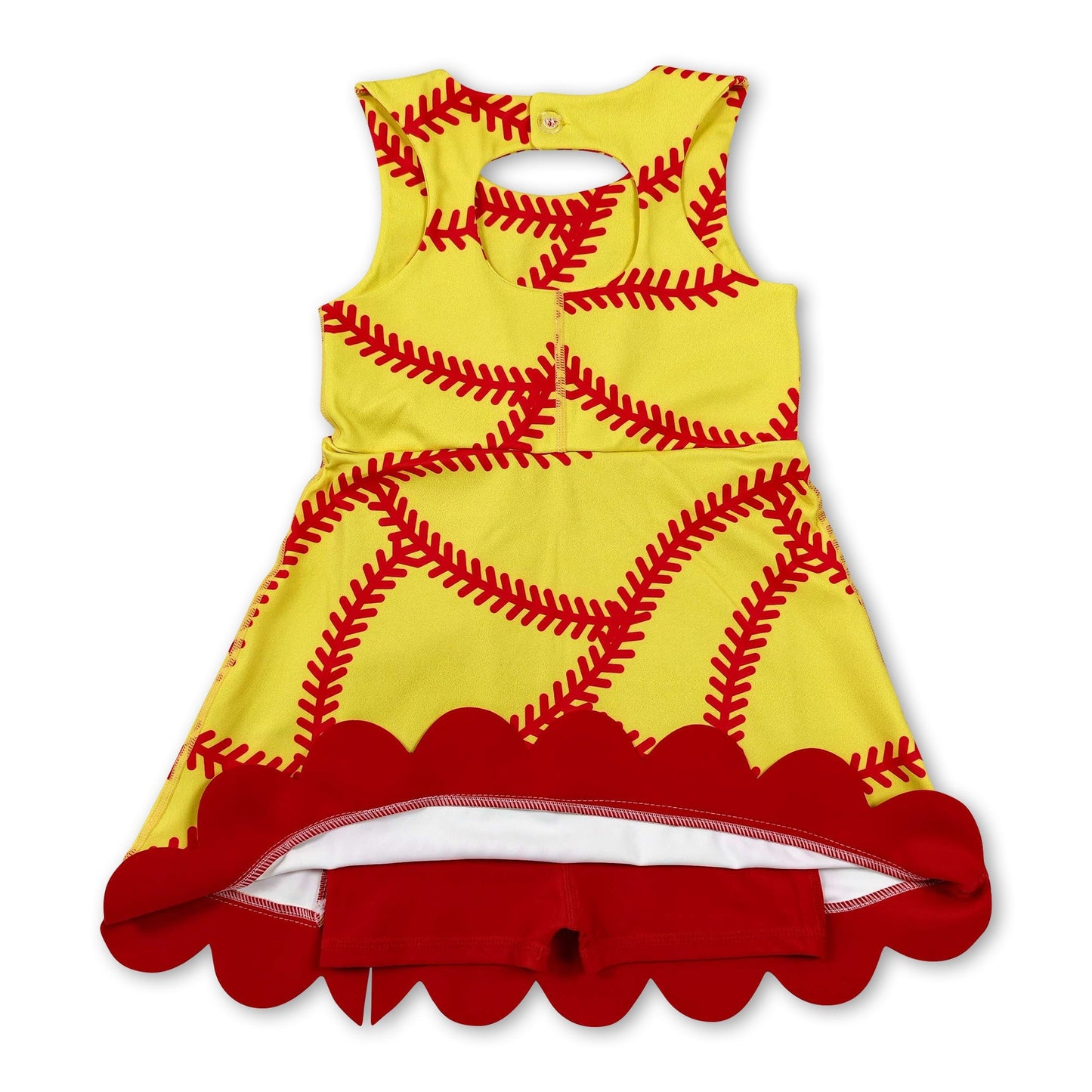 Sleeveless softball bow scallop girls athletic dresses