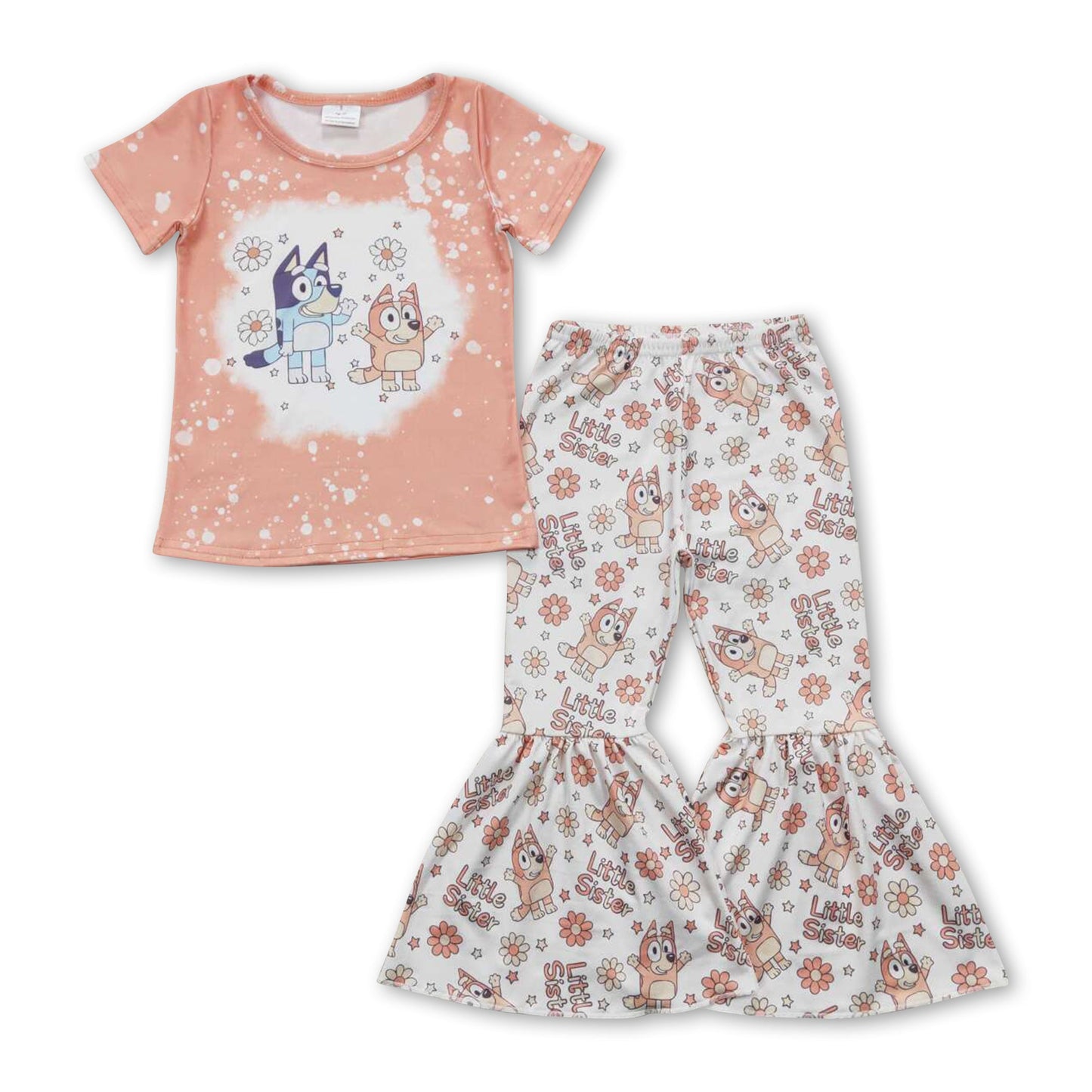 Little sister floral dog top pants girls clothing