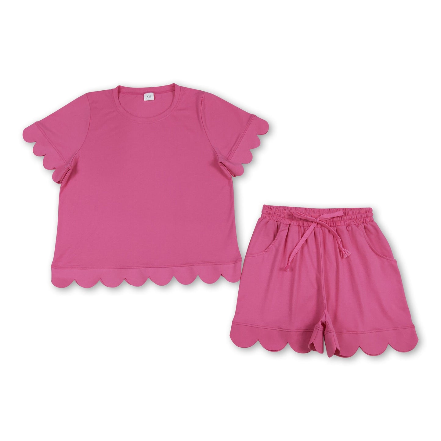 Hot pink scallop top shorts adult women summer outfits