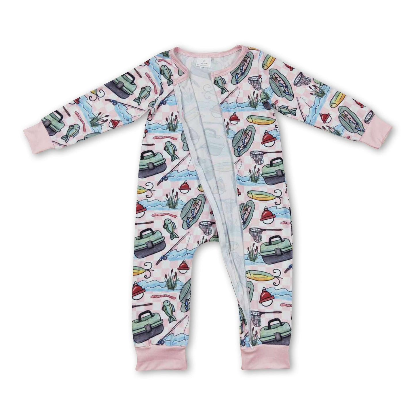 Dad's fishing buddy zipper baby girl romper