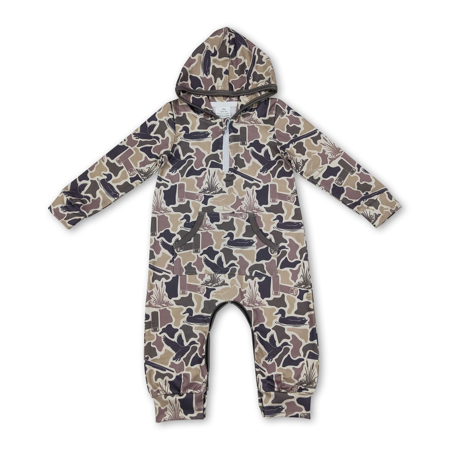 Long sleeves duck camo baby boys hooded romper