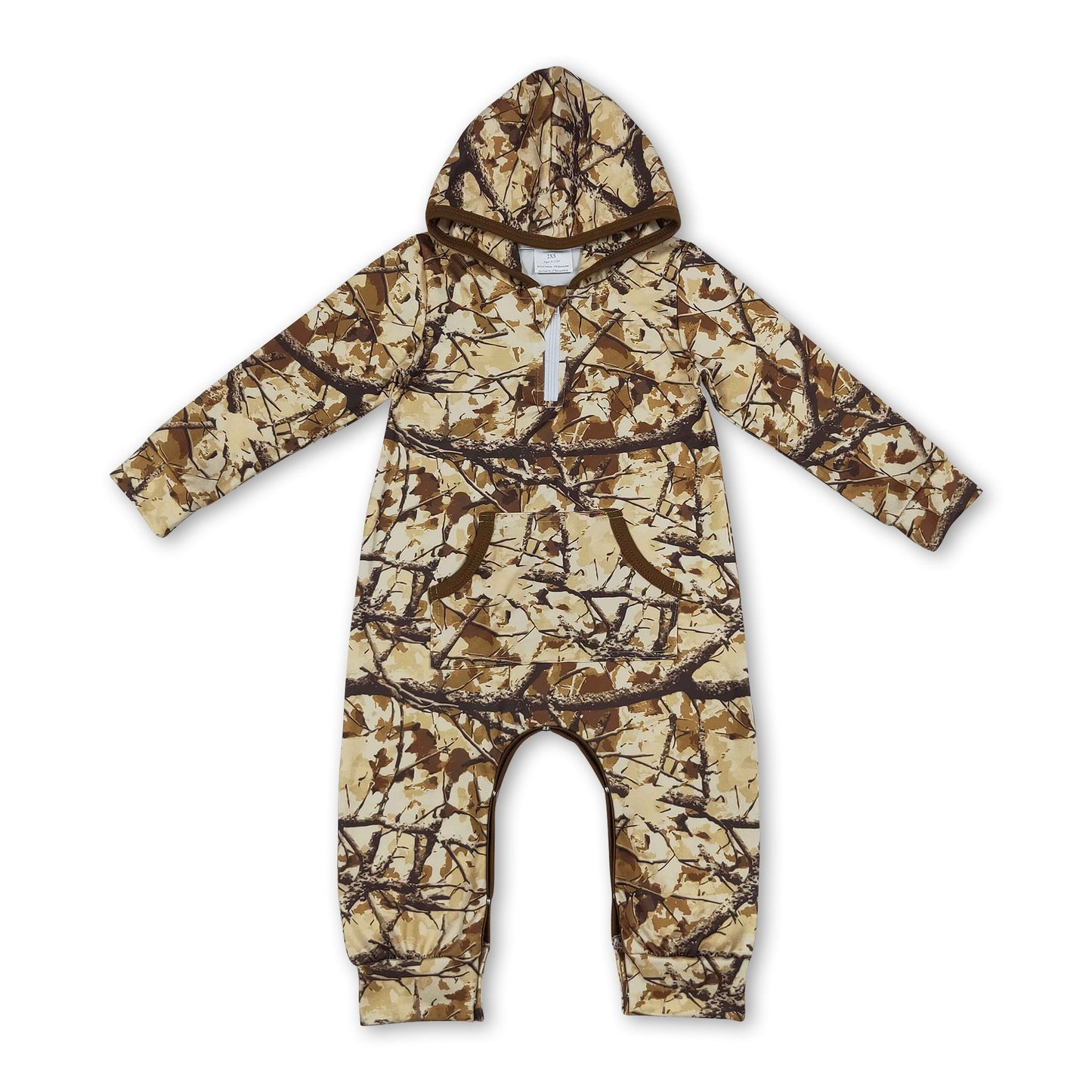 Long sleeves camo baby boys fall hooded romper