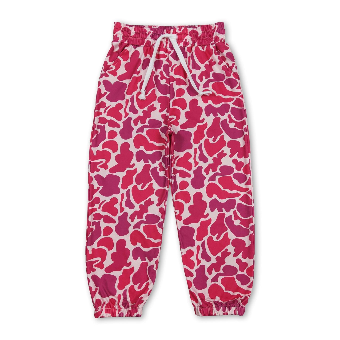 Pink camo elastic waist kids girls pants