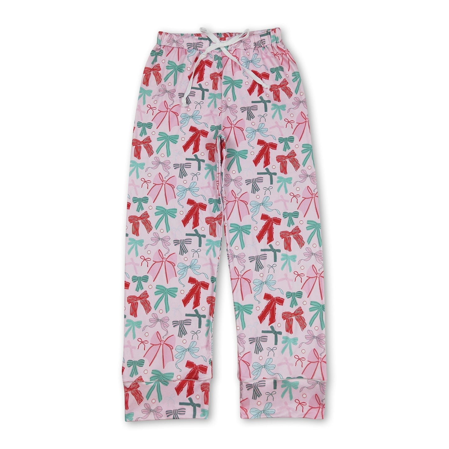 Pink colorful bows adult women Christmas sleepwear pants