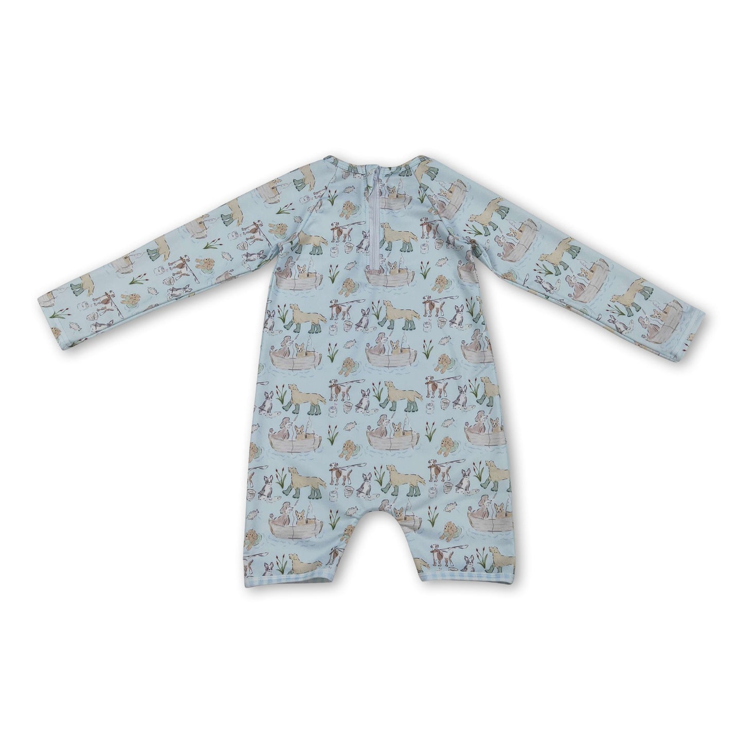 Long sleeves dog fish baby boy summer swimsuit
