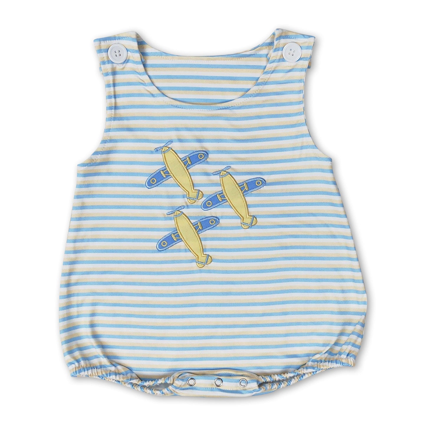 Sleeveless stripe airplane baby boys romper