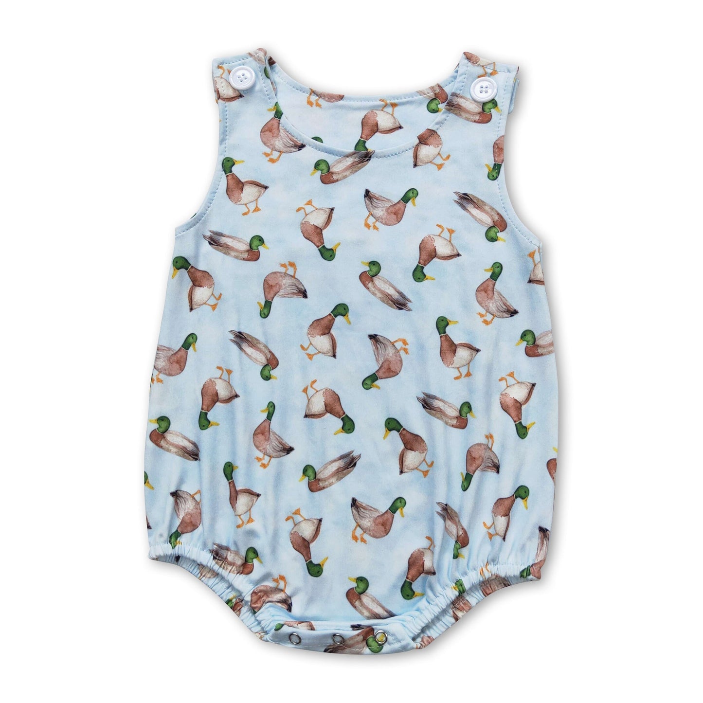 Light blue duck sleeveless baby boys romper