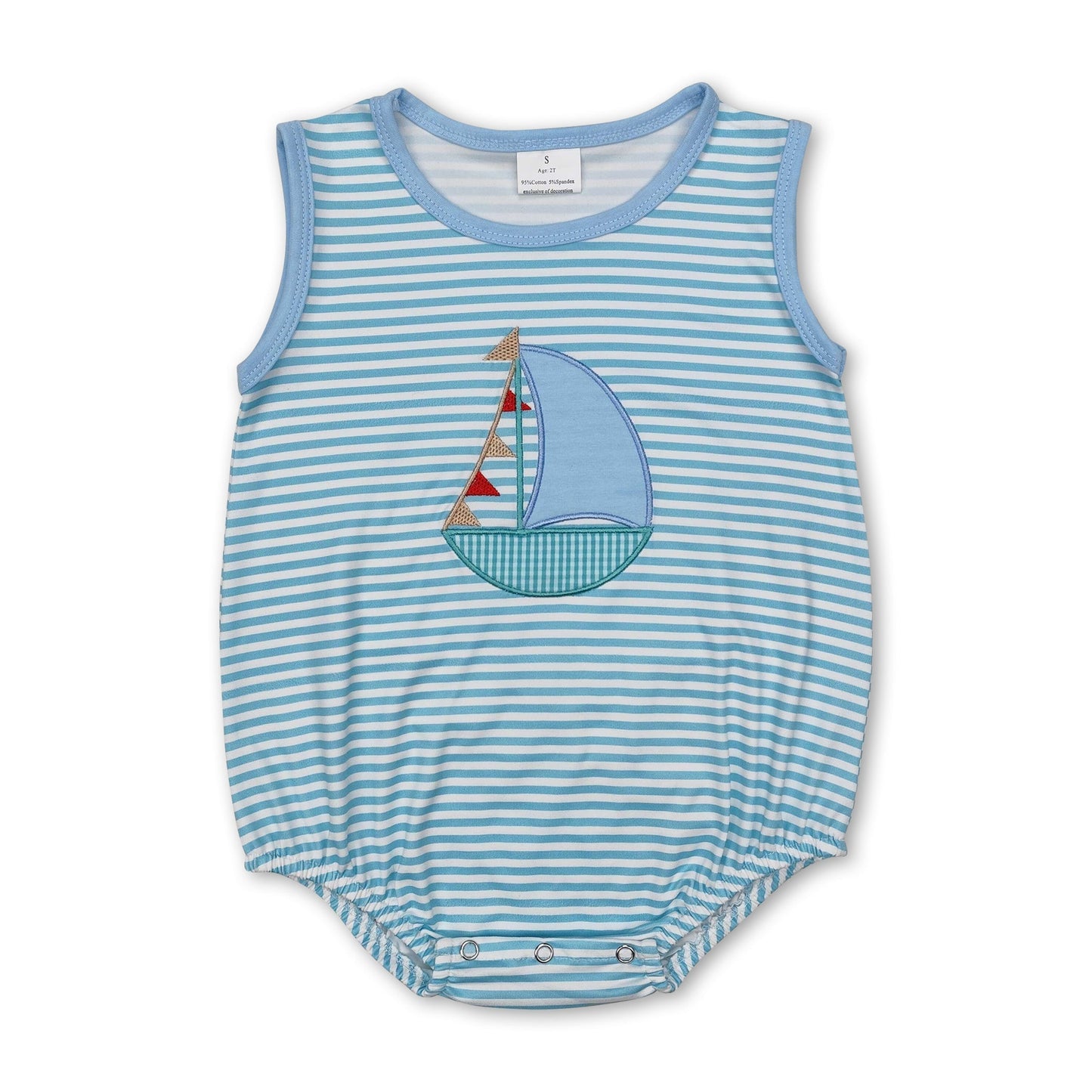 Sleeveless stripe boat baby boy summer romper