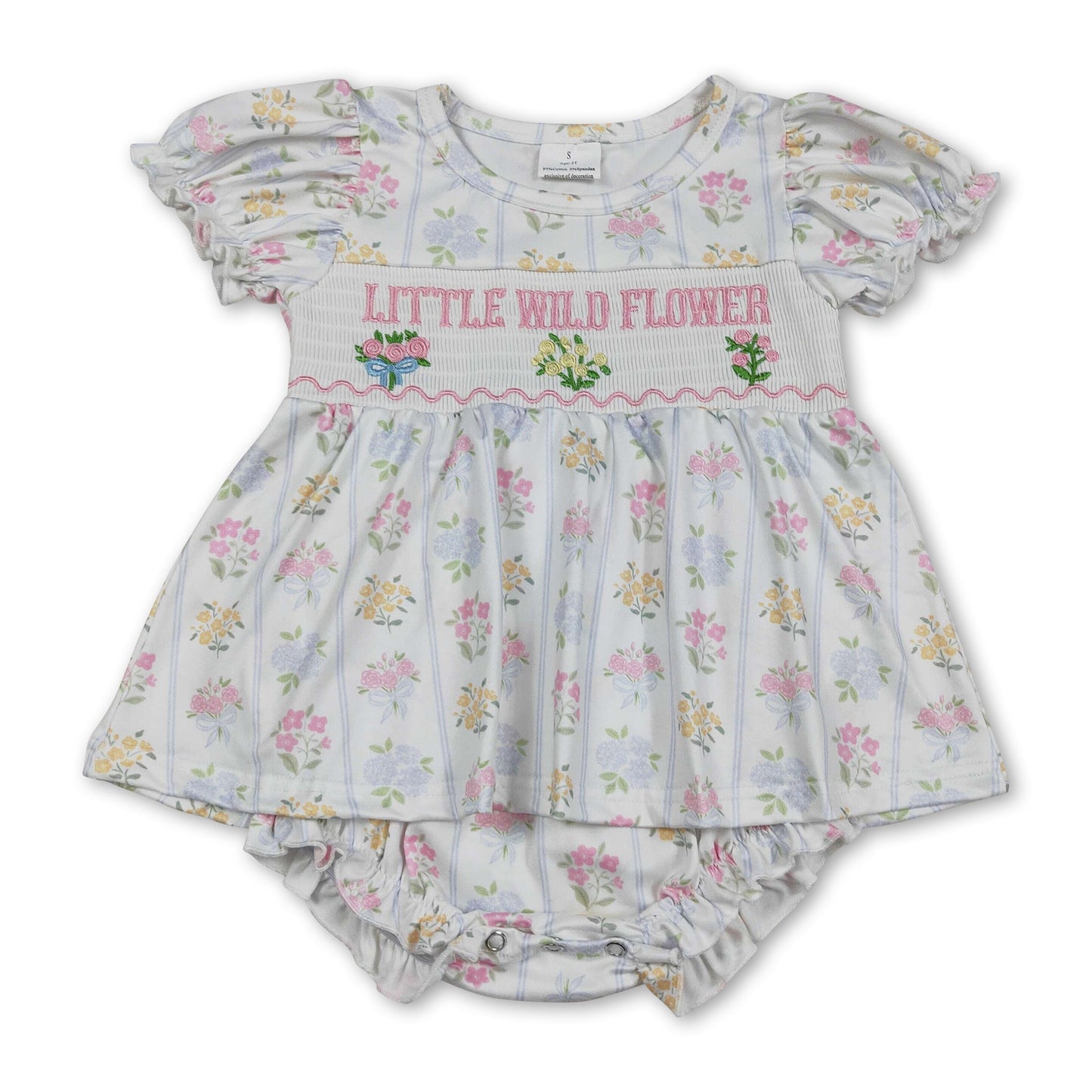Short sleeves little wild flower baby girls skirt romper
