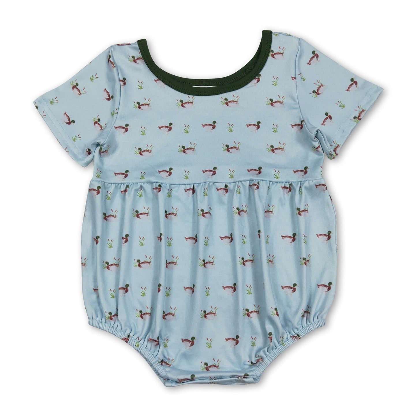 Short sleeves light blue duck baby boy summer romper
