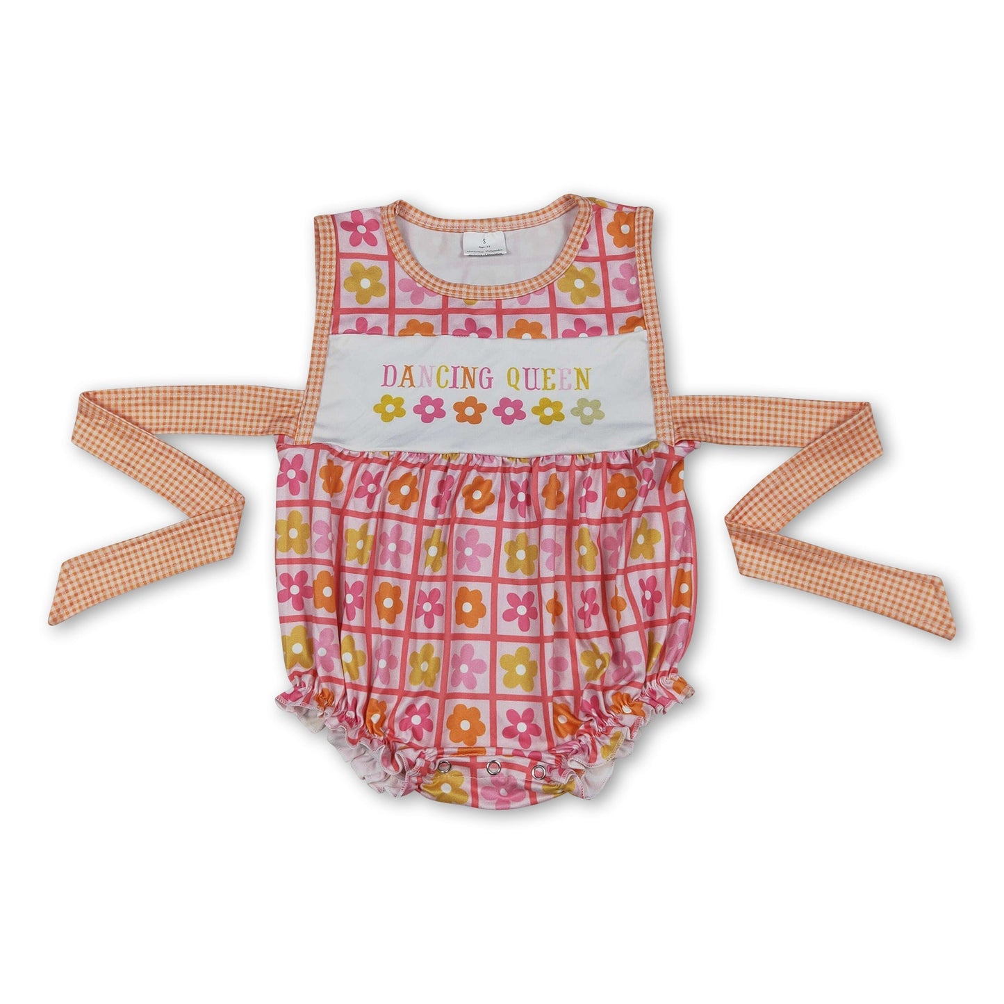 Sleeveless dancing queen floral baby girls romper