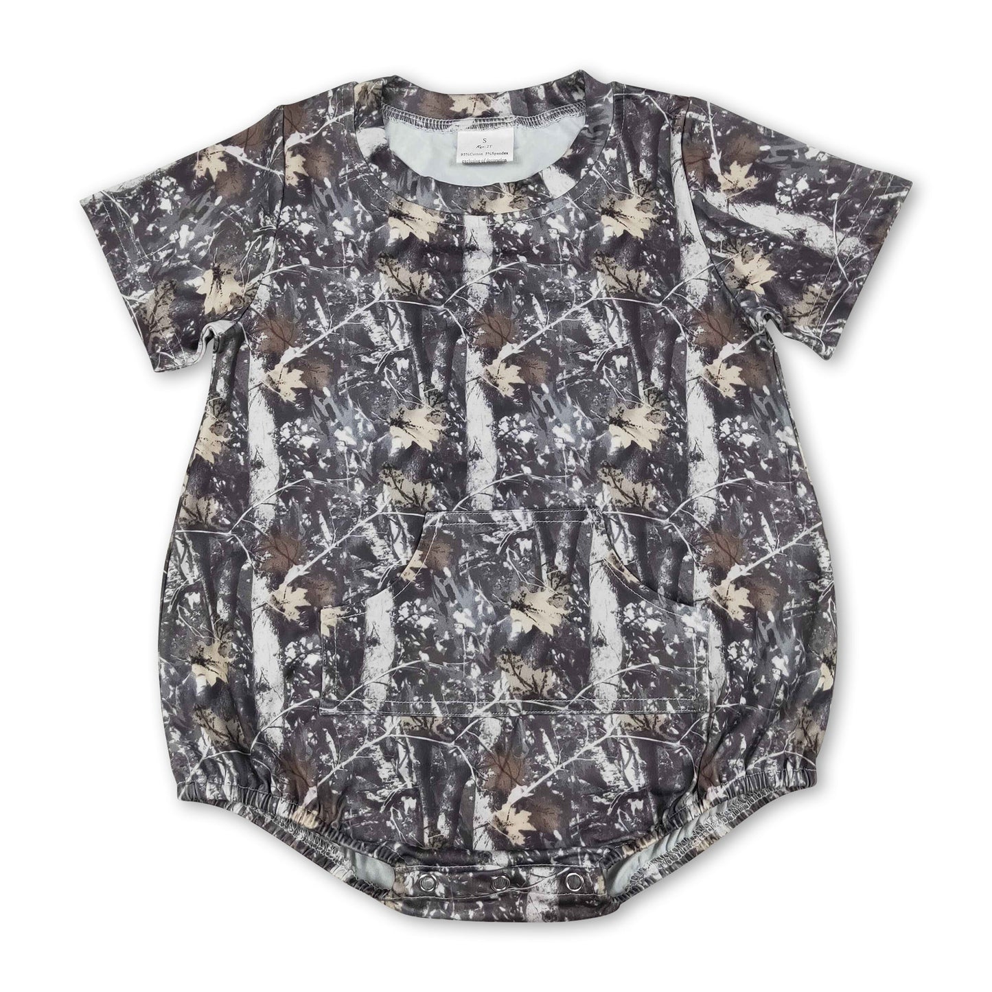 Short sleeves camo pocket baby boy summer romper