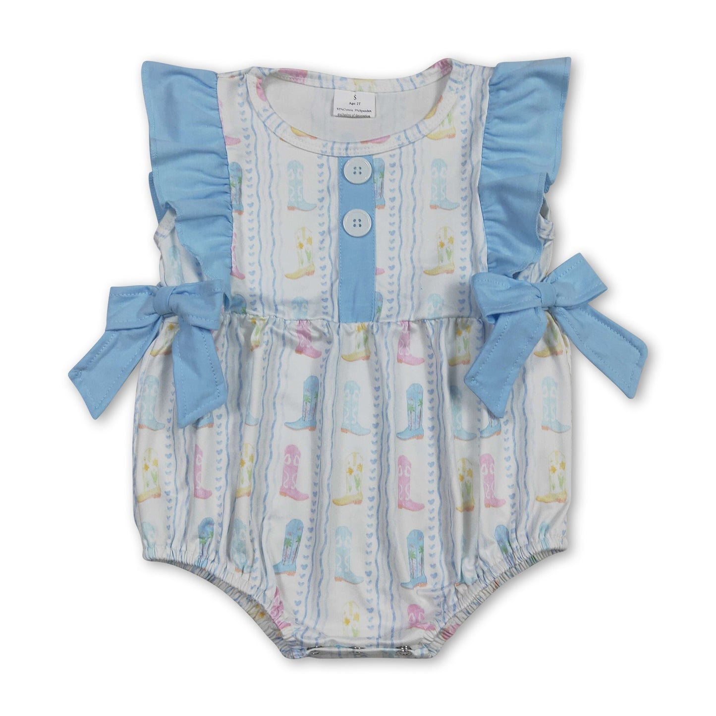 Flutter sleeves boots heart baby girls summer romper
