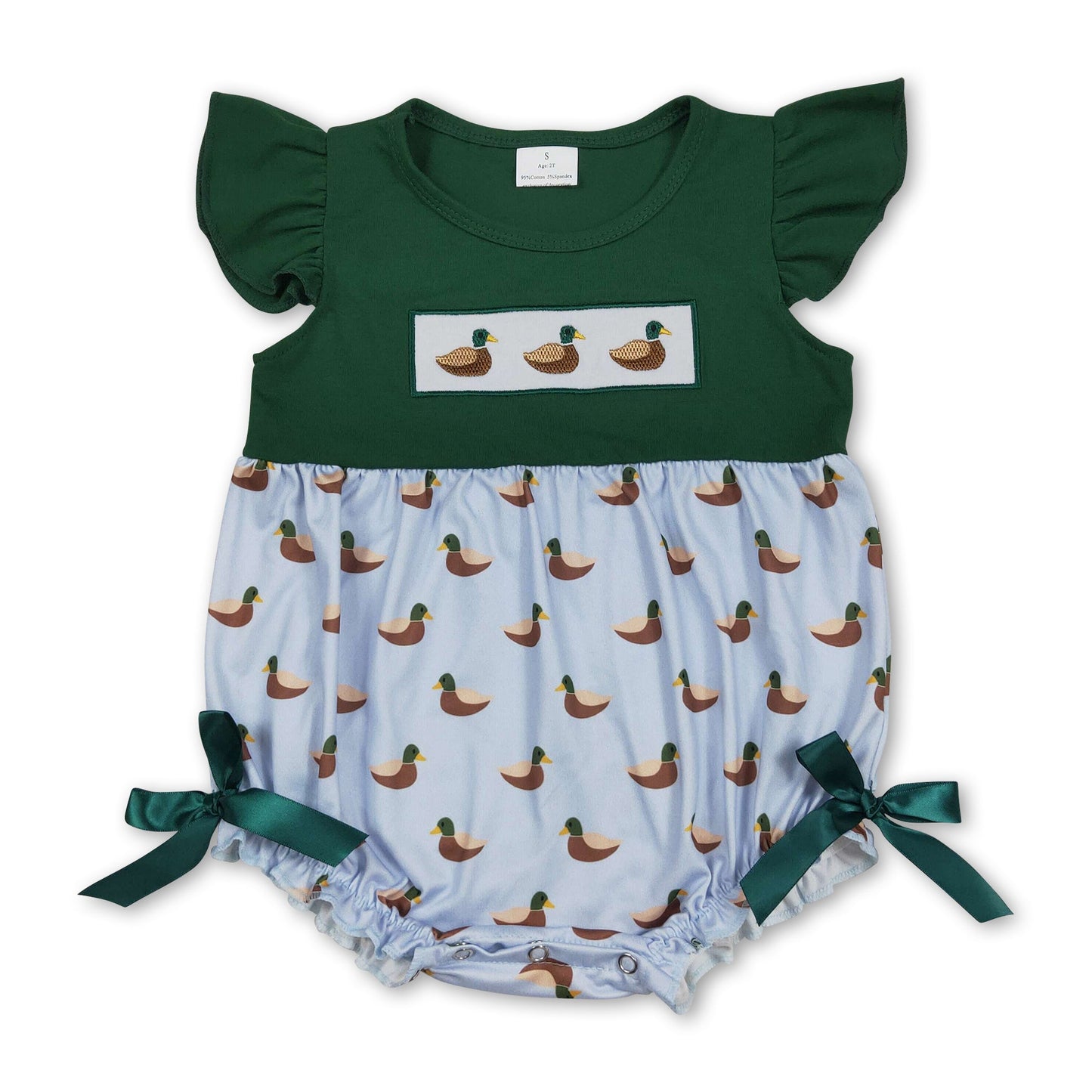 Flutter sleeves duck embroidery baby girl summer romper