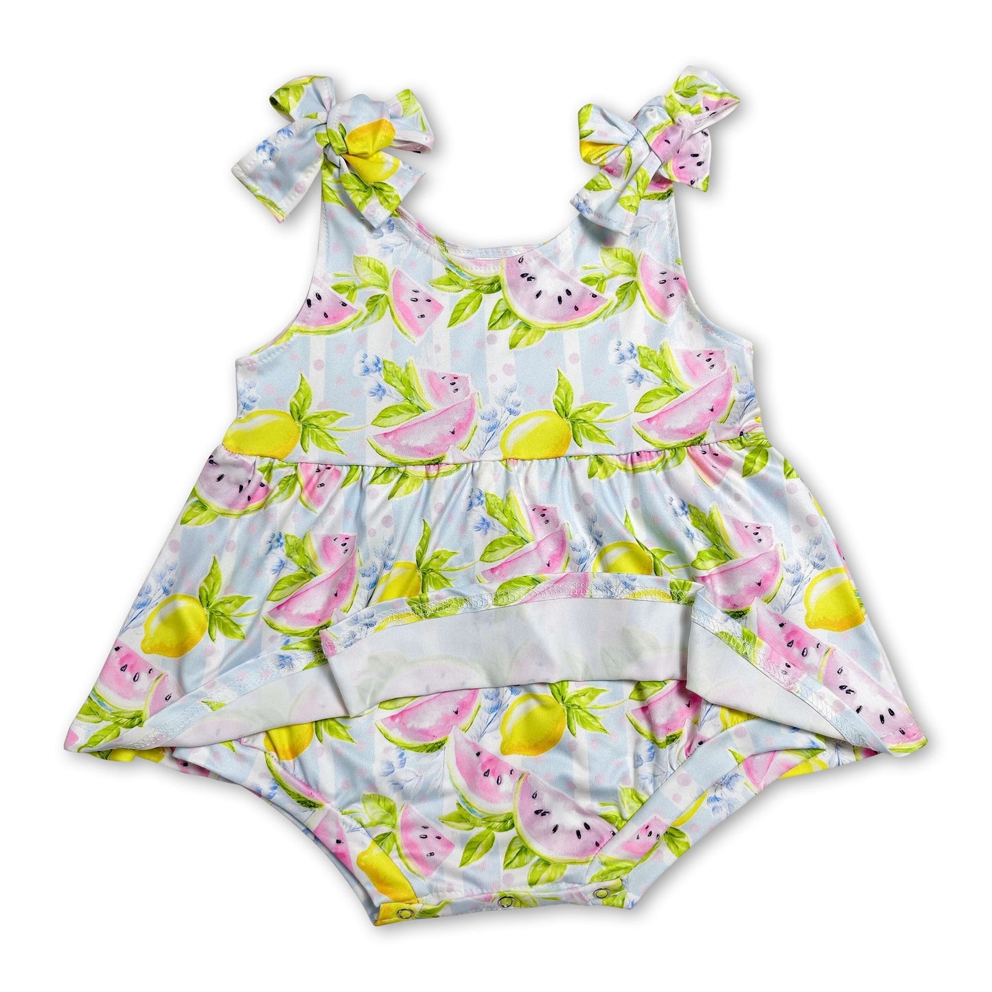 Sleeveless lemon watermelon baby girls romper