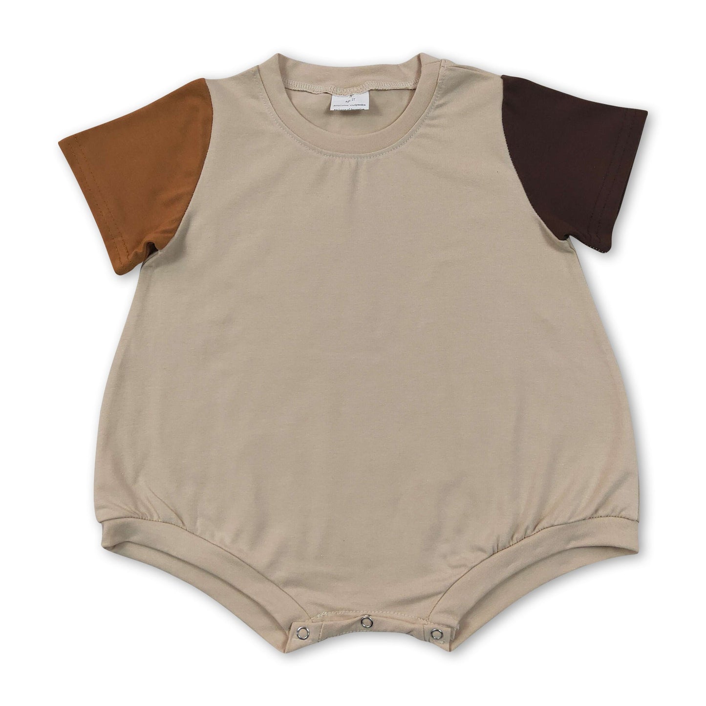 Lihgt dark brown short sleeves cotton boy summer romper