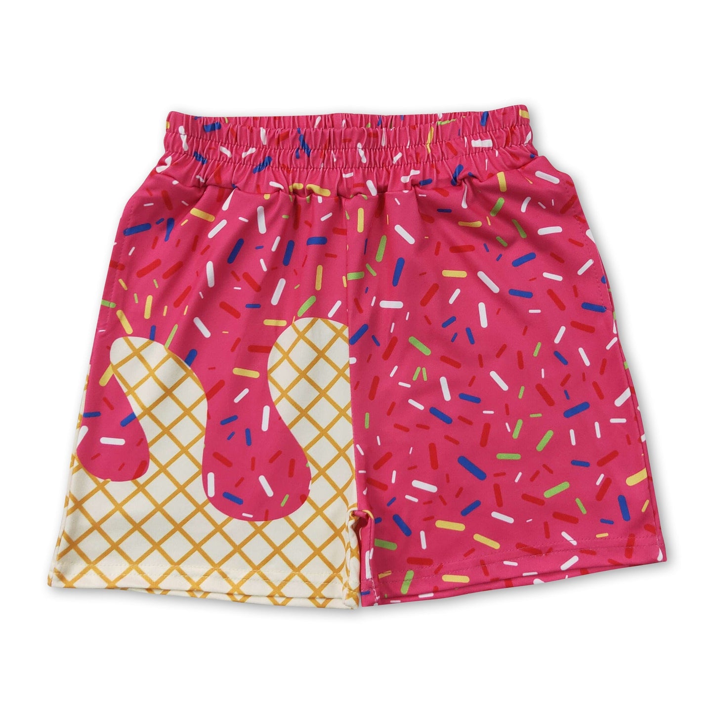Pink ice cream sprinkle kids boys summer shorts