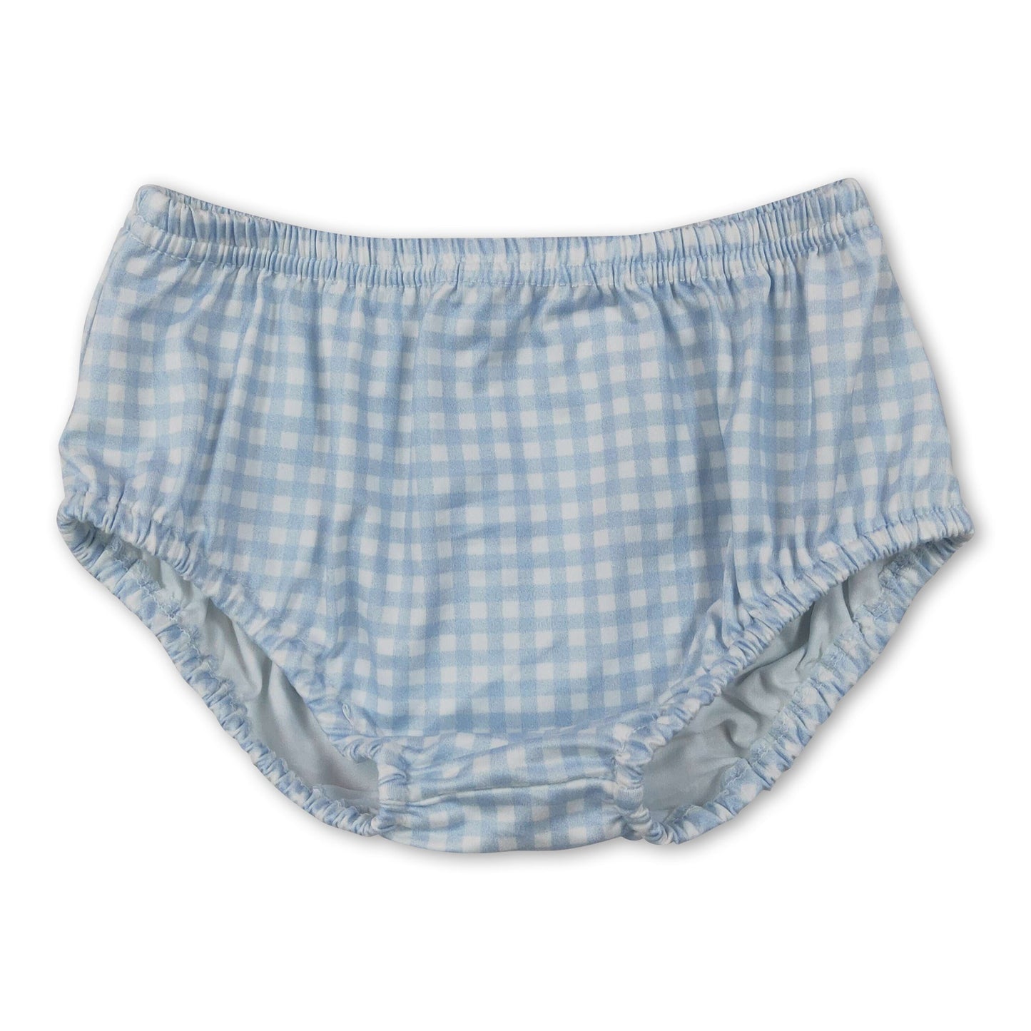 Light blue plaid ruffle baby kids summer bummies