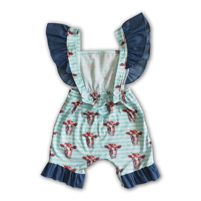Fluttler sleeve cow print backless baby summer romper