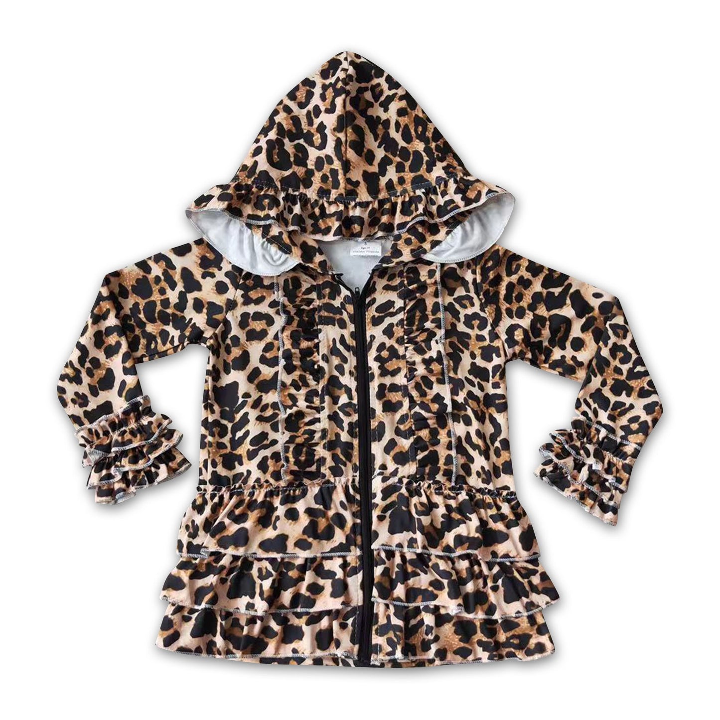 Girl Leopard Hoodie Cardigan