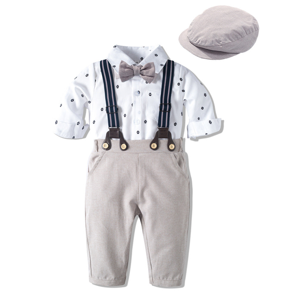Long-Sleeve Khaki Gentleman Suit for Boys