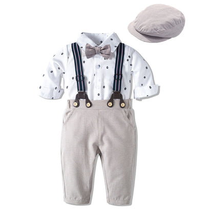 Long-Sleeve Khaki Gentleman Suit for Boys