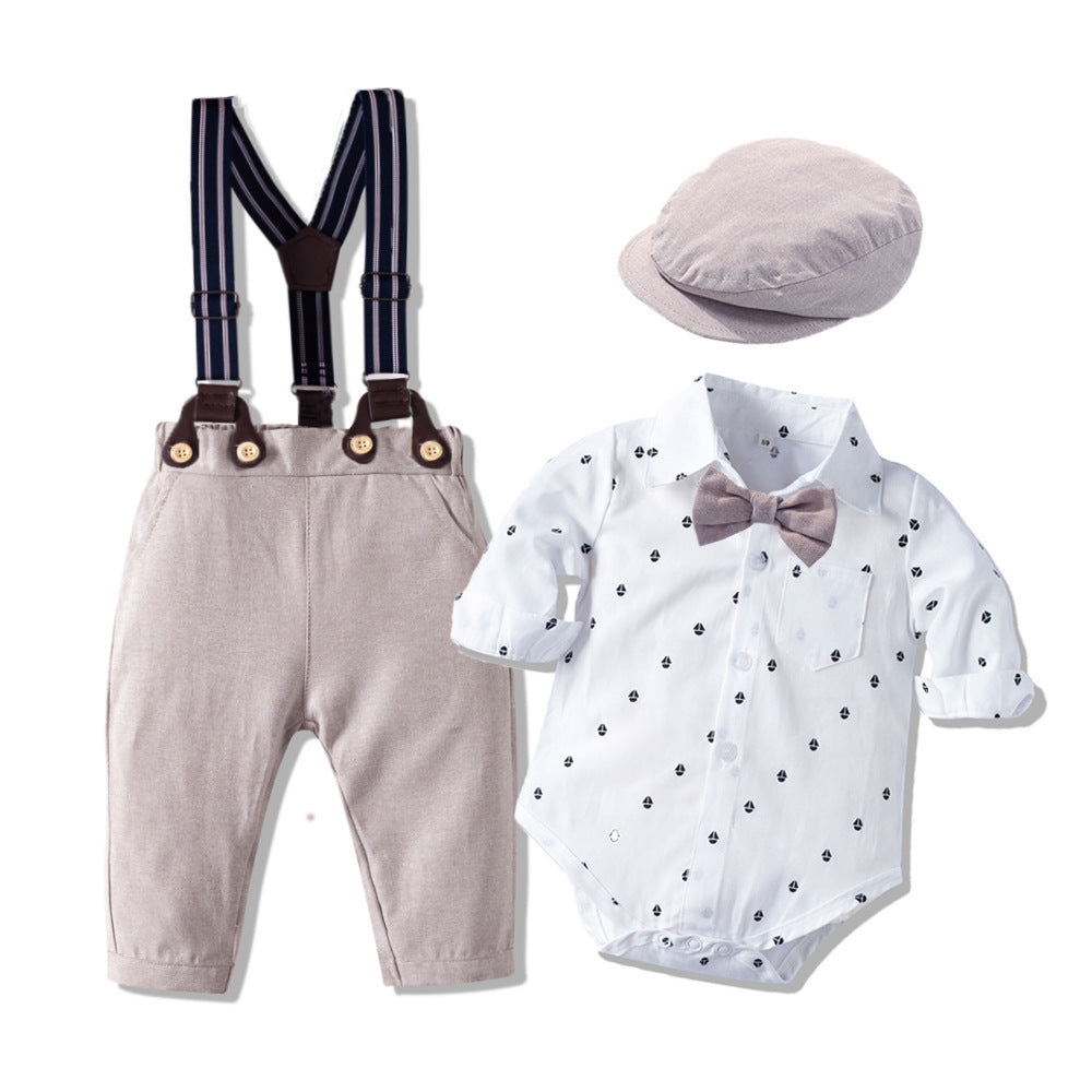 Long-Sleeve Khaki Gentleman Suit for Boys
