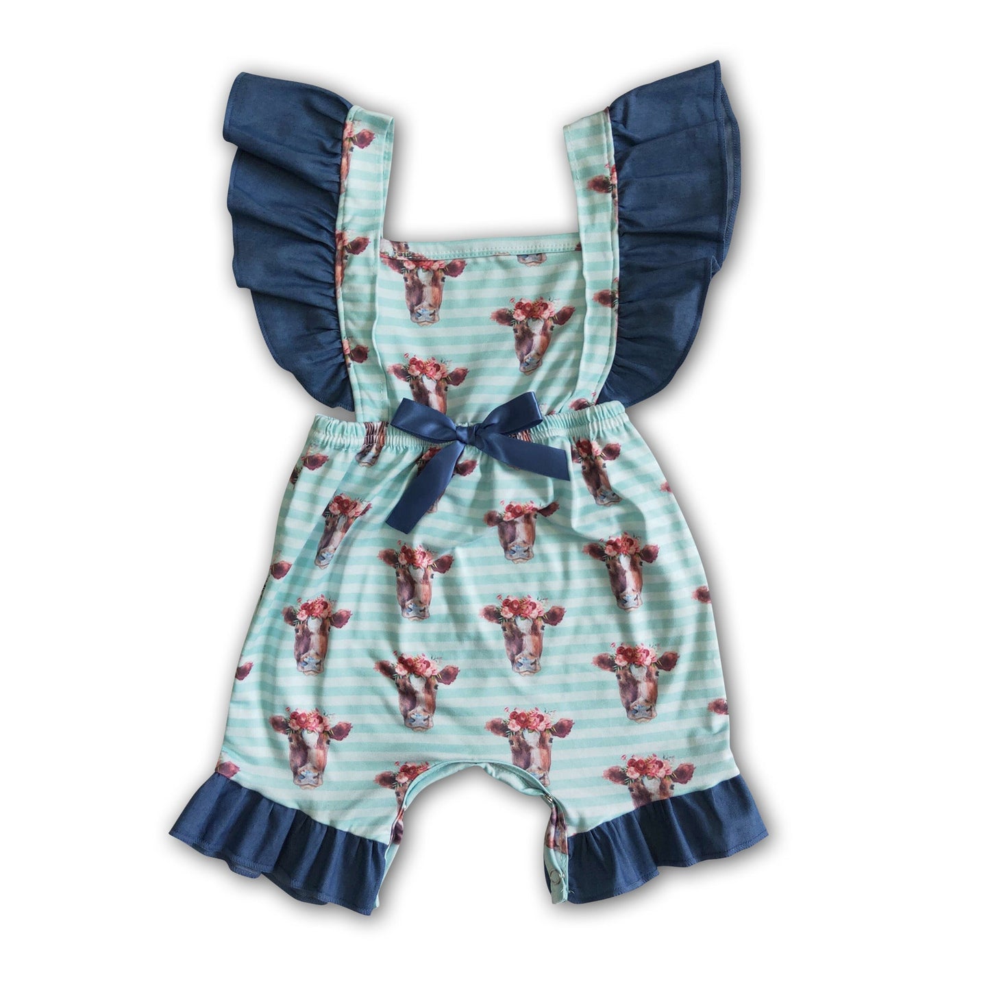 Fluttler sleeve cow print backless baby summer romper