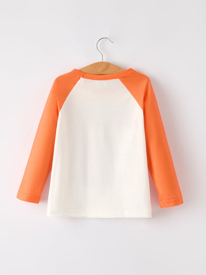 Thanksgiving Pumpkin Letters Print Long Sleeve Boys Top