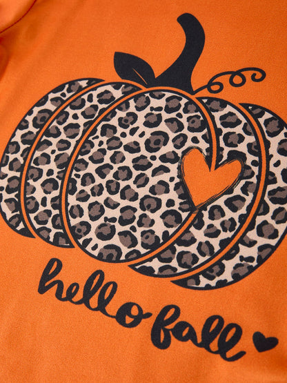 Fall Thanksgiving/Halloween  Leopard Short sleeve O-neck T-shirt