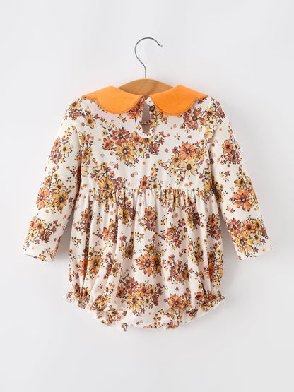 Fall Orange Floral Baby Bubble Petals Collar