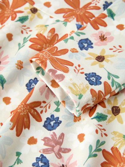 Fall Floral Girls Dress Long Sleeve Twirl Dress