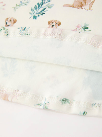 Puppy Floral Twirl Girls Dress