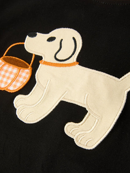 Boys Halloween Dog Pumpkin Outfit Set Plaid Pants