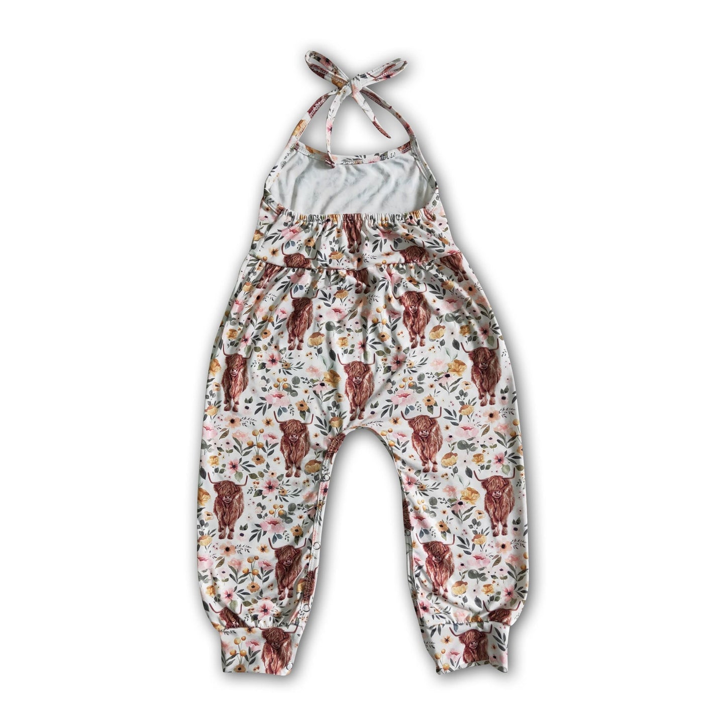 Highland cow baby girls jumpsuit