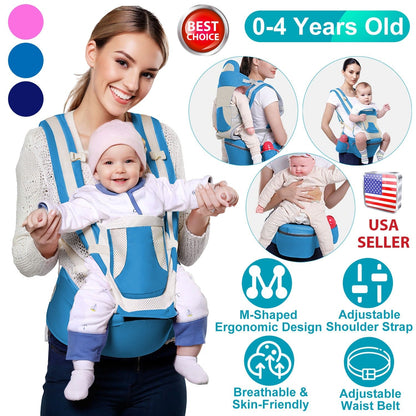 Multifunctional Baby Carrier with Hip Seat & Head Hood