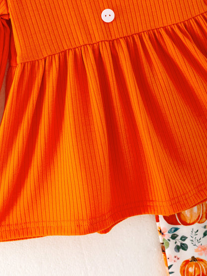 PREORDER Girls Fall Pumpkin Print Set