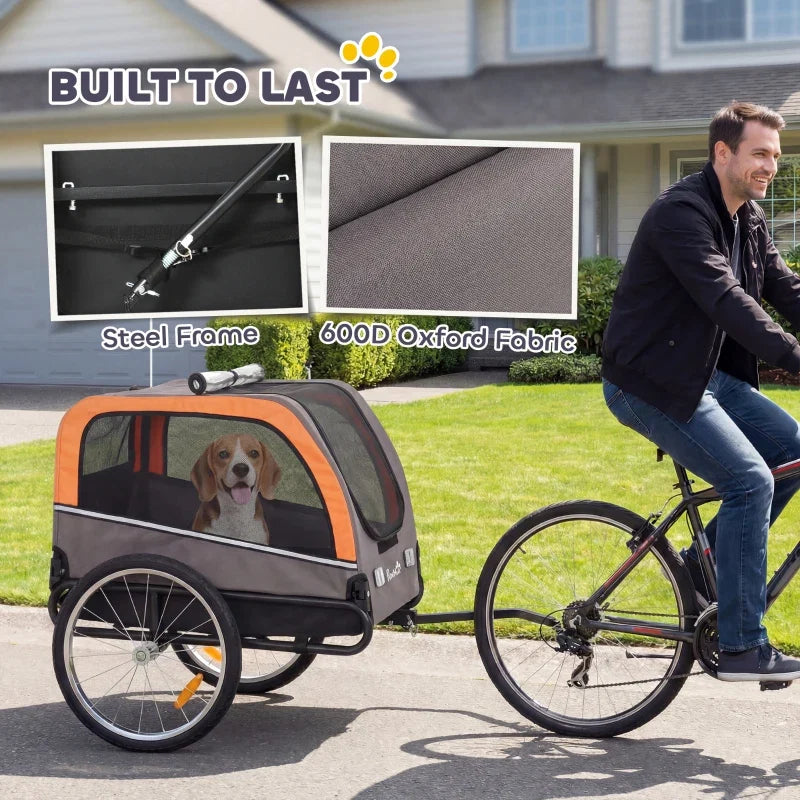 Dog Bike Trailer, Pet Cart Bicycle Carrier with 20" Air Tires, Quick-Release Wheels, Reflectors, Flag