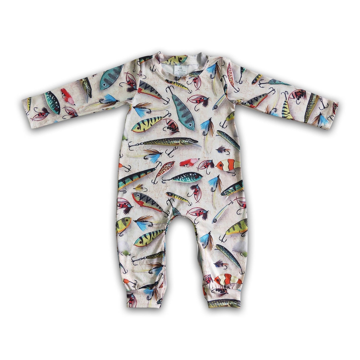 Fish print long sleeve baby boy romper