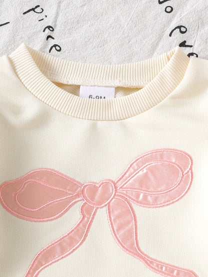 Long-sleeve Bow-print Hoodie Denim Jeans