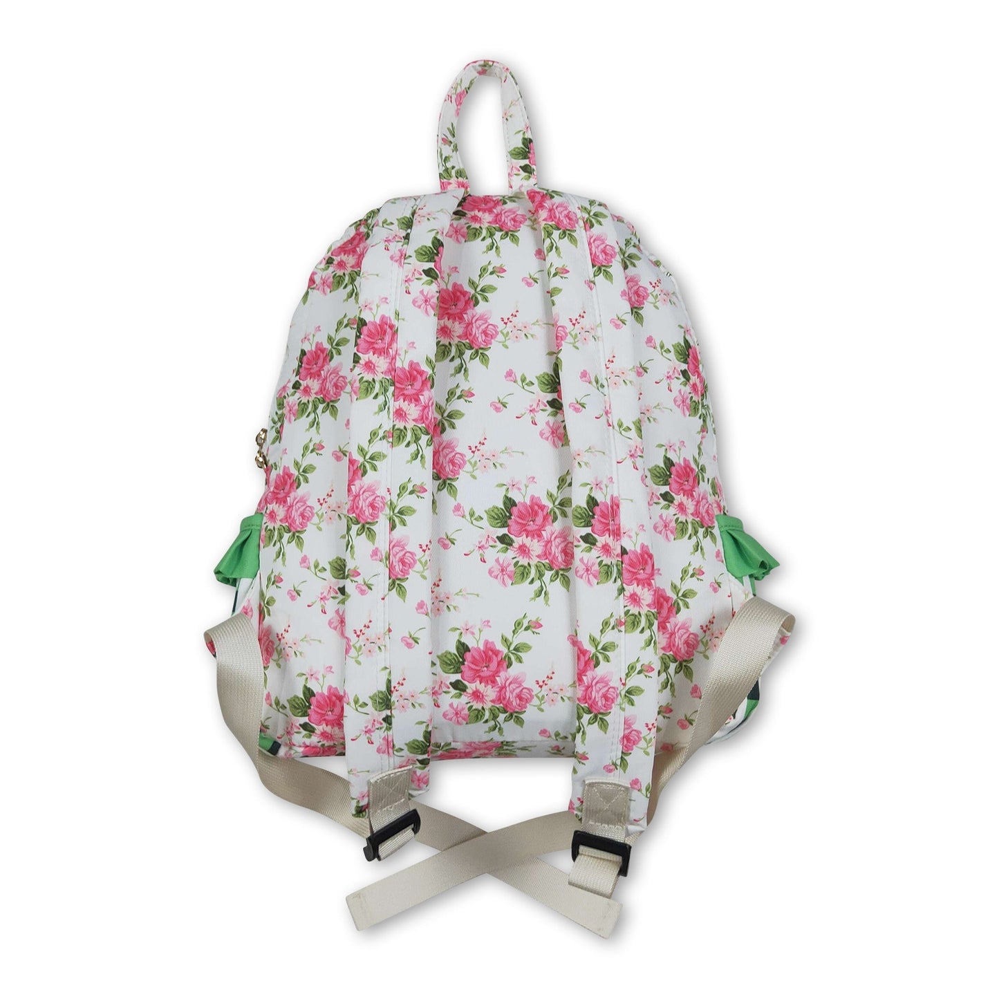 Green plaid ruffle floral baby girls backpack