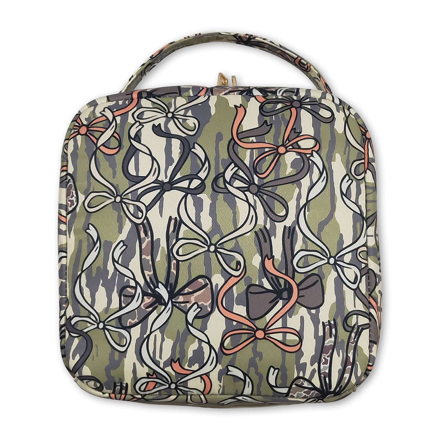Camo bow kids girls lunch box bag